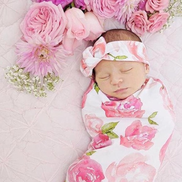 Infant girl blanket with matching headband - Picture 1 of 2